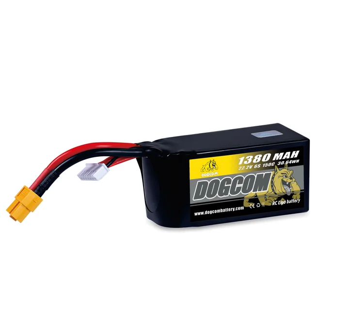 DOGCOM 1380mAh 150C 6S 22.2V Lipo battery with XT60 plug