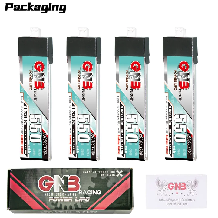 GNB 1S 3.7V 550mAh 90C PH2.0 Plastic Head LiPo Battery