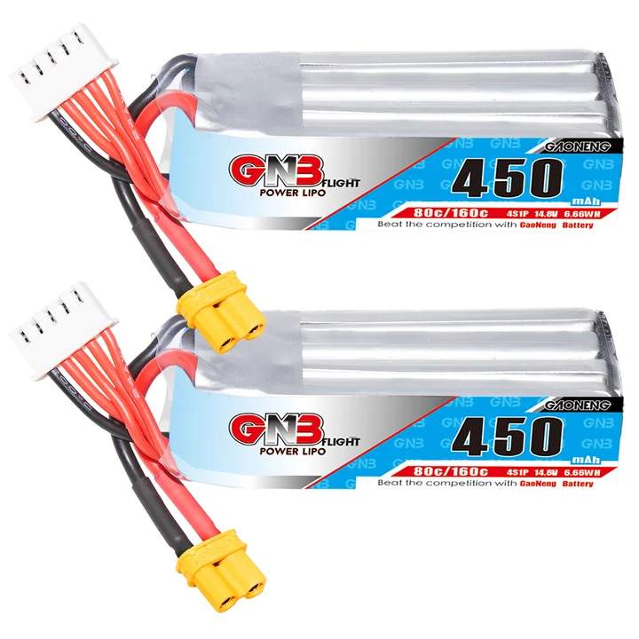 GNB 4S 14.8V 450mAh 80C XT30 LiPo Battery Long Type