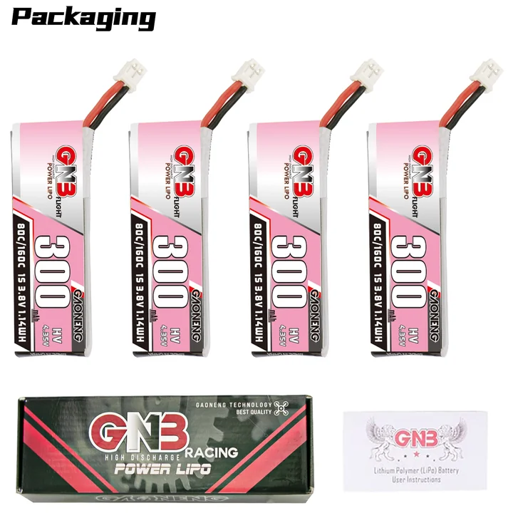 GNB LiHV 1S 3.8V 300mAh 80C PH2.0 Cabled LiPo Battery
