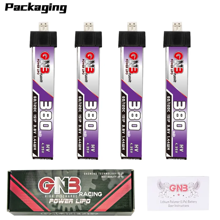 GNB LiHV 1S 3.8V 380mAh 60C PH2.0 Plastic Head LiPo Battery