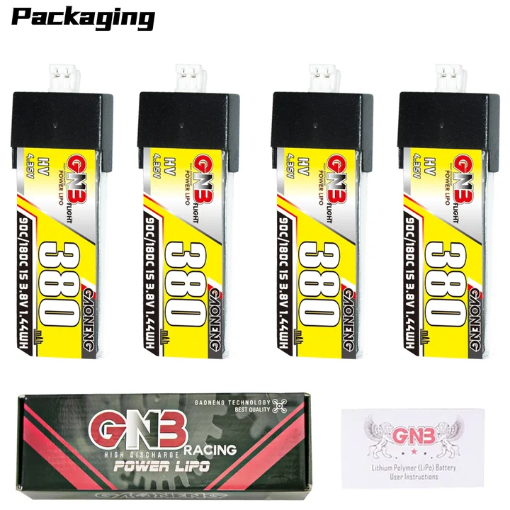 GNB LiHV 1S 3.8V 380mAh 90C PH2.0 Plastic Head LiPo Battery