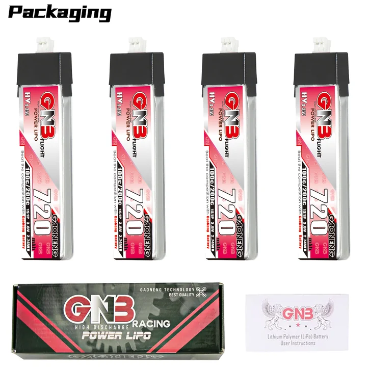 GNB LiHV 1S 3.8V 720mAh 100C PH2.0 Plastic Head LiPo Battery