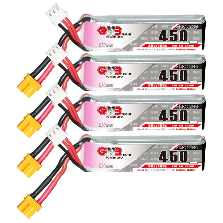 GNB LiHV 2S 7.6V 450mAh 80C XT30 LiPo Battery
