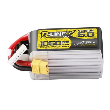 Tattu 1050mAh 8S 150C 29.6V Lipo Battery | XT60 Plug | R-Line 5.0