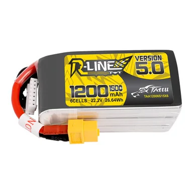Tattu 1200mAh 6S 150C 22.2V Lipo Battery | XT60 Plug | R-Line 5.0