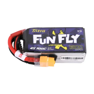 Tattu 1300mAh 4S 100C 14.8V Lipo Battery | XT60 Plug | FunFly