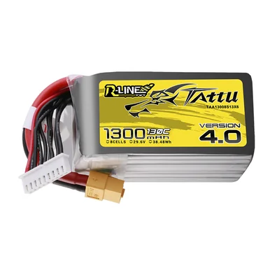 Tattu 1300mAh 8S 130C 29.6V Lipo Battery | XT60 Plug | R-Line 4.0