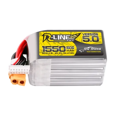 Tattu 1550mAh 6S 150C 22.2V Lipo Battery | XT60 Plug | R-Line 5.0