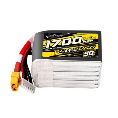 Tattu 1700mAh 6S 160C 22.2V SQ Lipo Battery | XT60 Plug | R-Line 6.0