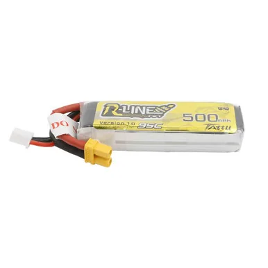 Tattu 500mAh 2S 95C 7.4V Lipo Battery | XT30 Plug | R-Line 1.0